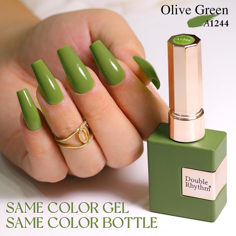 Double Rhythm 15ML Gel Polish Pure Sheer Same Color Same Bottle Soak Off Gel Polish Art Manicure Salon DIY at Home for Women (Green-A1244)