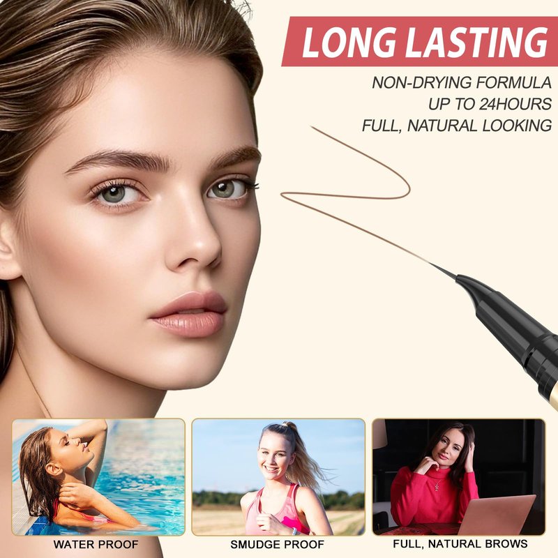 LAVONE Eyebrow Pen, 2-in-1 Eyebrow Pencils for Women with 4 Tip Microblading Eyebrow Pencil and Curved Precise Brow Pencil, Waterproof Eyebrow Pencil Create Full, Natural Hair-Like Brows, Soft Brown
