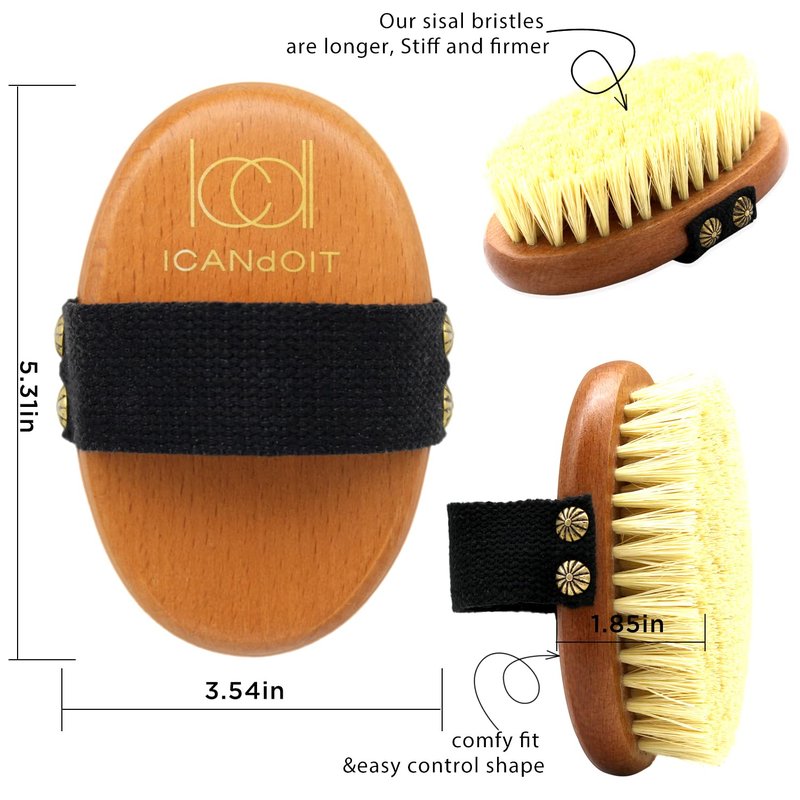 ICANdOIT Dry Brushing Body Brush-Gentle Bristles Dry Skin Brush,Exfoliating Massage Brush for Cellulite and Lymphatic,Improve Circulation,Stop Ingrown Hairs,Reduce Acne,Soften Skin