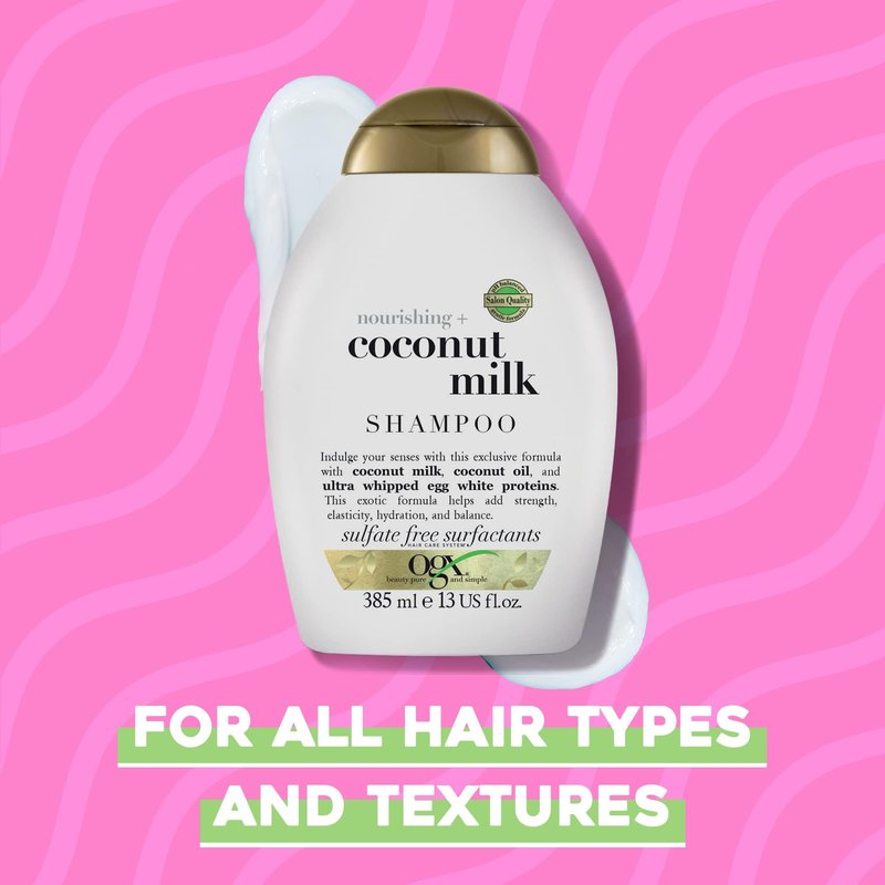 OGX Nourishing Coconut Milk Shampoo | For Strong Hair | With Coconut Oil | Egg White Protein | Sulfate-Free