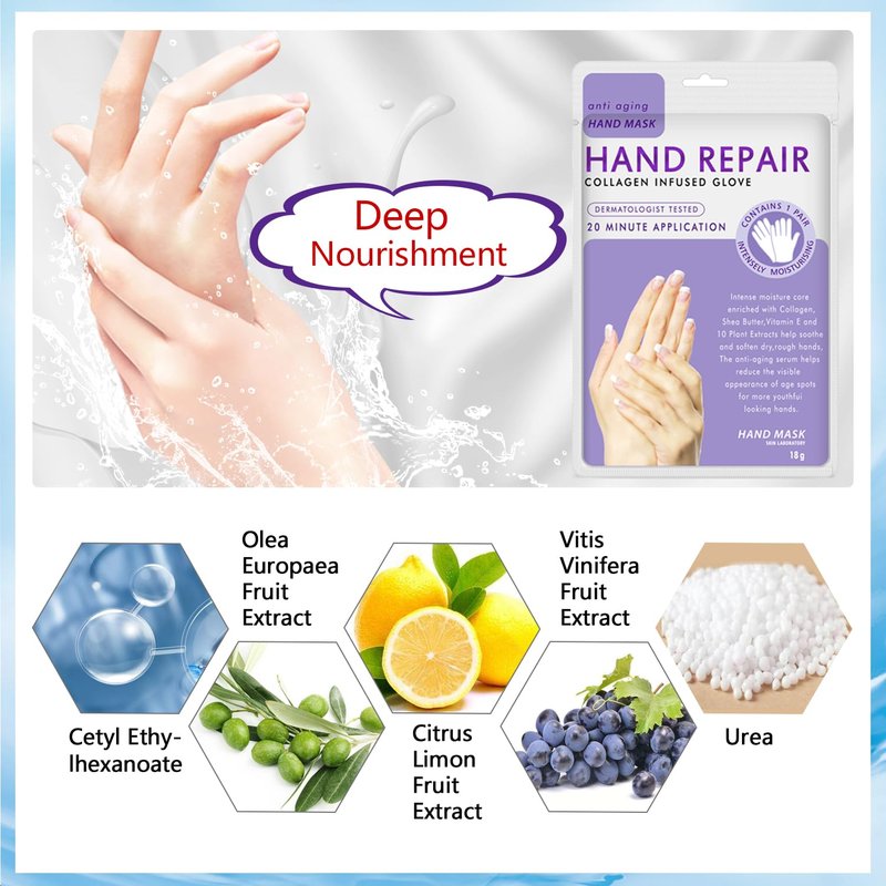 Liefiet Hand Peel Mask Moisturizing Gloves 5Pack, Hydrating Hand Masks Repair Dry Cracked Hands, Skin Moisturizer for Soft and Smooth Touch