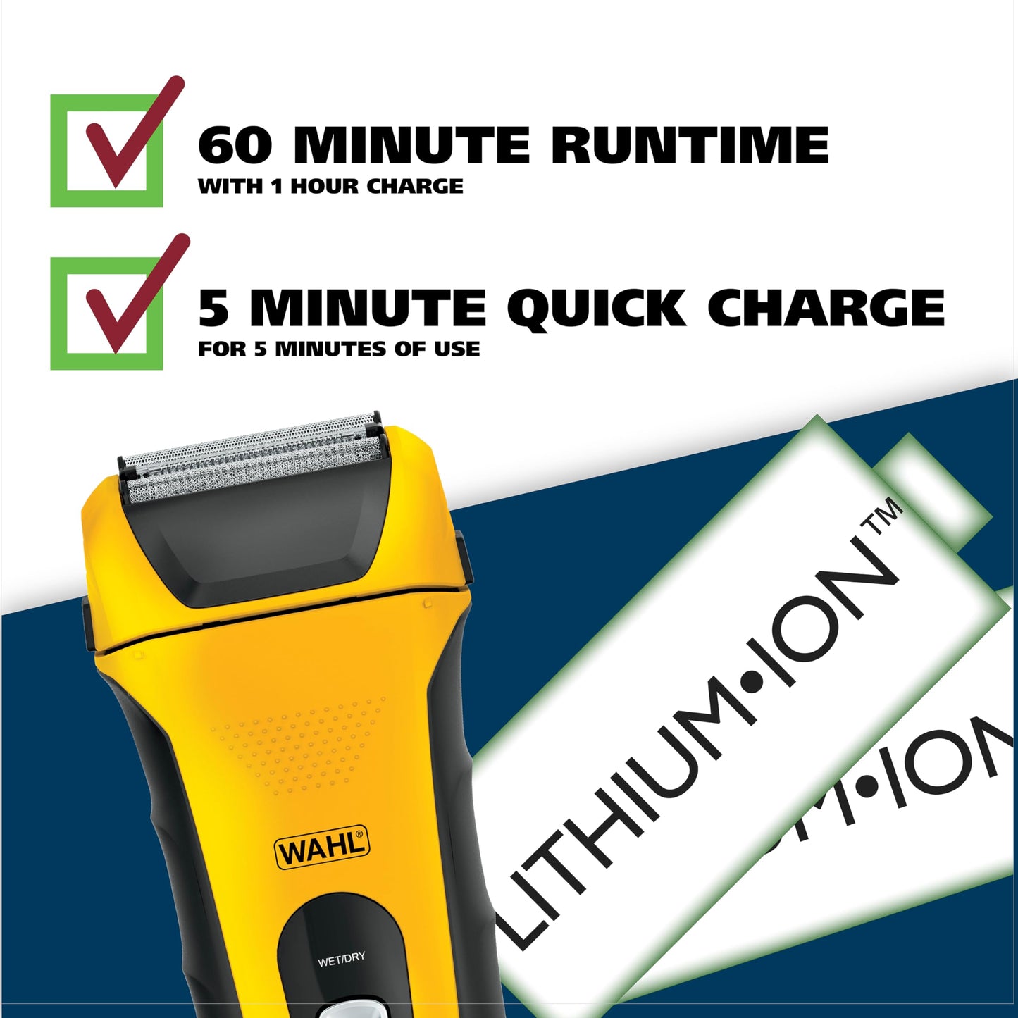 Wahl Lifeproof Lithium Ion Foil Shaver – Waterproof Rechargeable Electric Razor with Precision Trimmer for Men’s Beard Shaving, Trimming, & Grooming with Quick Charge – Model 7061-100