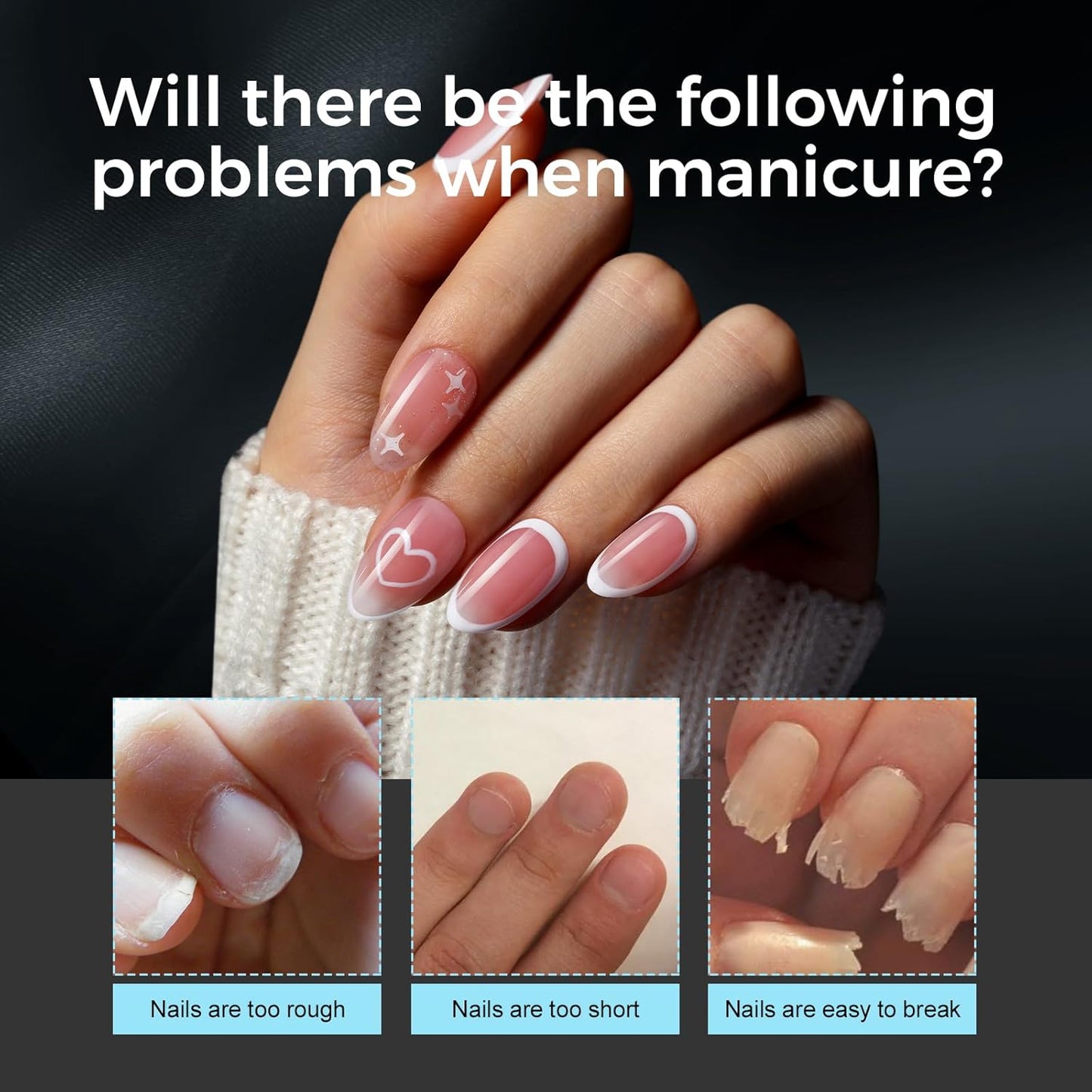 TOMICCA Short Almond Nail Tips - Pre-Shaped Half Matte Clear Full Cover Extensions | 240PCS in 15 Sizes