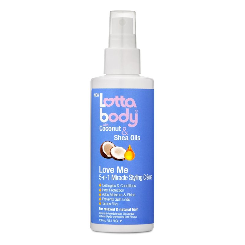 Lottabody Love Me 5-in-1 Leave-In Treatment - Lightweight Coconut & Shea Oil Spray for Moisture, Shine & Frizz Control | 5 oz