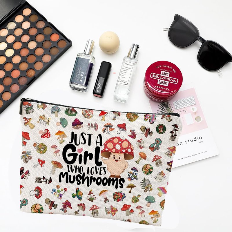 NONETH Mushroom Makeup Bag & Stuff - Mushroom Themed Gifts for Women & Lovers