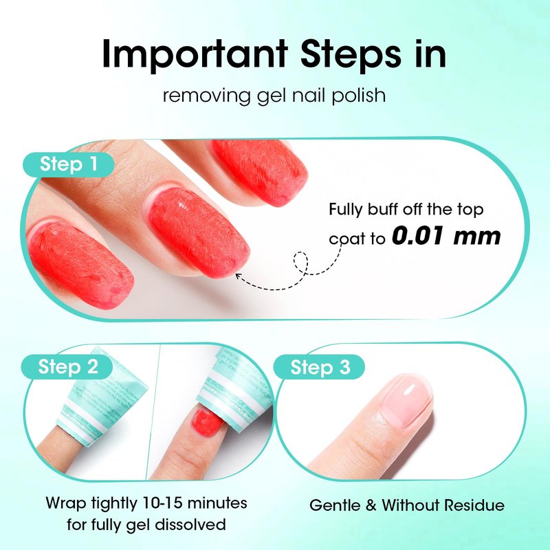 Gellen Nail Polish Remover Pads, 50 Pack Bulk Set Large Acetone Gel Nail Polish Remover, Quick & Effective Gel & Fingernail Polish Removal, Travel Size Individually Wrapped Wet Wipes for Home & Salon