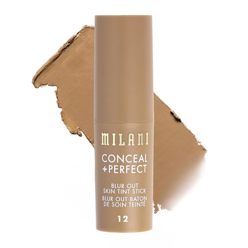 Milani Conceal + Perfect Blur Out Skin Tint Stick - Light to Medium Coverage Tinted Moisturizer with Vitamin C & E - Soft Matte Finish, 12-Medium Olive