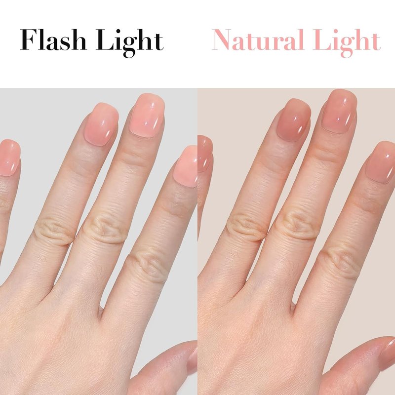 GLAMERMAID Nude Pink Short Press-On Nails - Natural Extra Short Squoval Gel Fake Nails for Women | Reusable Acrylic Manicure Kit