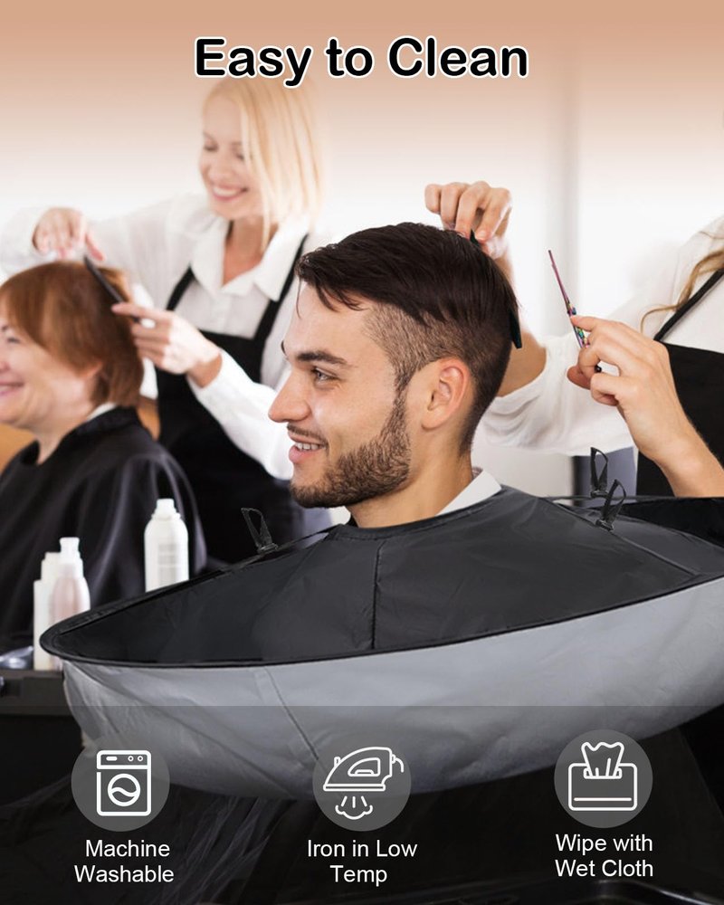 Lictin Hair Cloak - Black Waterproof Foldable Barber Cape Apron, Professional Haircut Cape with 1PCS Comb