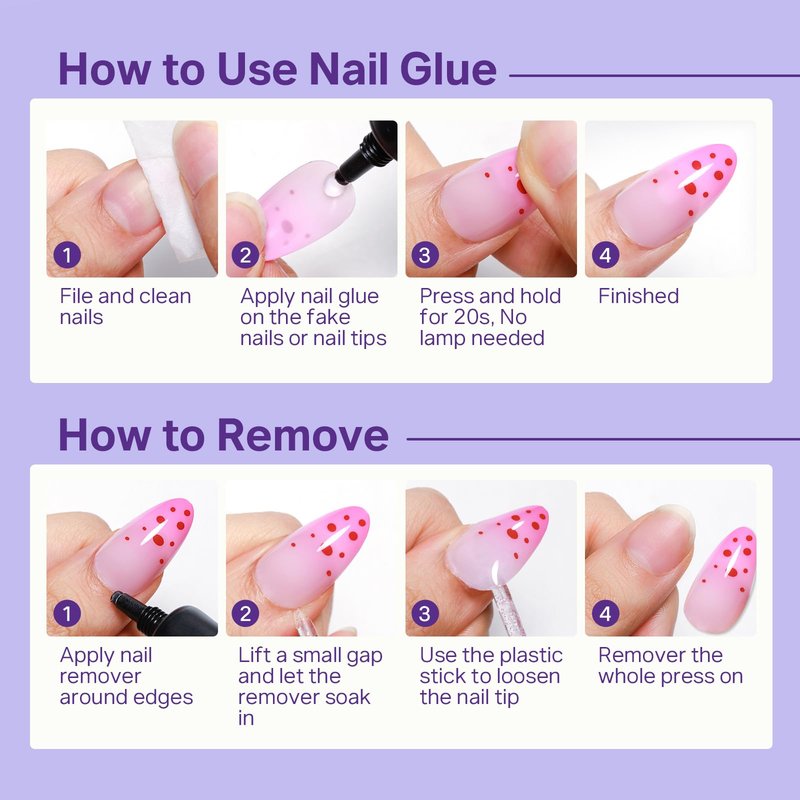 MIZHSE 2PCS Semi Solid Nail Glue Gel for Press On Nails Tips, Super Strong Quick Drying No U V Light Needed Glue on Nails, Easy-Control Non-Run Formula Fake Acrylic Nails Kit Glue Gel