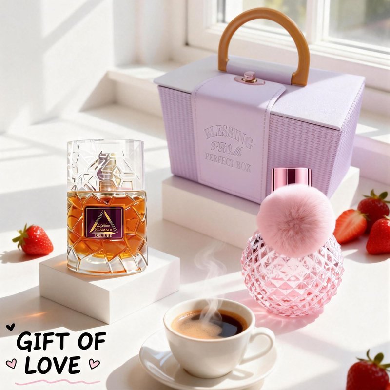 Klamath Deliure&Sugar Candy Couple Cologne Set,100mlx2 Eau de Parfum Long Lasting Fruity&Amber Scent for Women&Men fragrance with Premium Handbag Box Gift