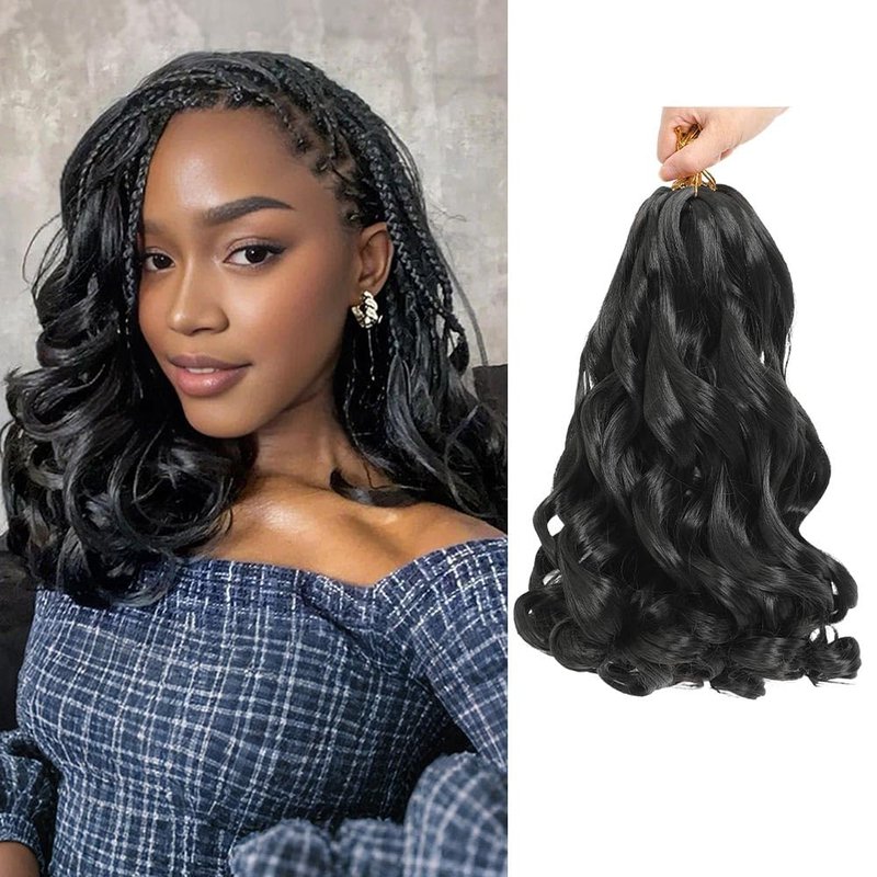 French Curl Braiding Hair - 12 Inch Pre-Stretched Synthetic Curly Extensions for Braids | 8 Packs for Black Women