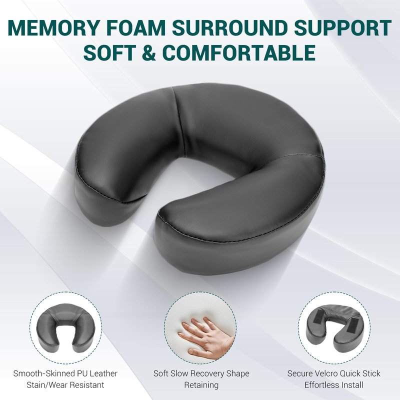 AquaLume Massage Headrest for Bed, Adjustable Bed Massage Head Holder with Memory Foam Face Cradle, Home Mattress Top Massage Kit for Eye Surgery Recovery & Comfortable Relaxation(with Arm Rest)