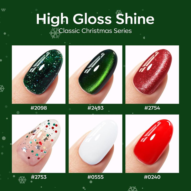 Modelones Gel Nail Polish Set - 6 Colors with 9D Cat Eye Effect & Glitter | DIY Nail Art Kit