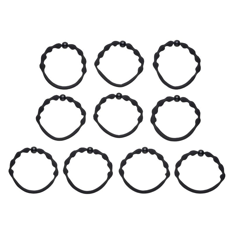 Ouchless Fine Hair Elastics - 10 Ct Black Damage-Free Bands | 3X Stronger, Retainable Shape, 16 Strand Core