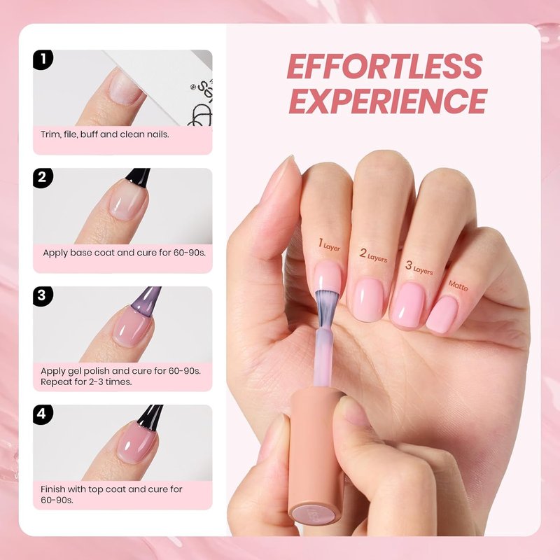 Beetles Medium Almond Nail Tips - 576pcs Pre-Etched Soft Tips with 6 Colors Gel Polish Set