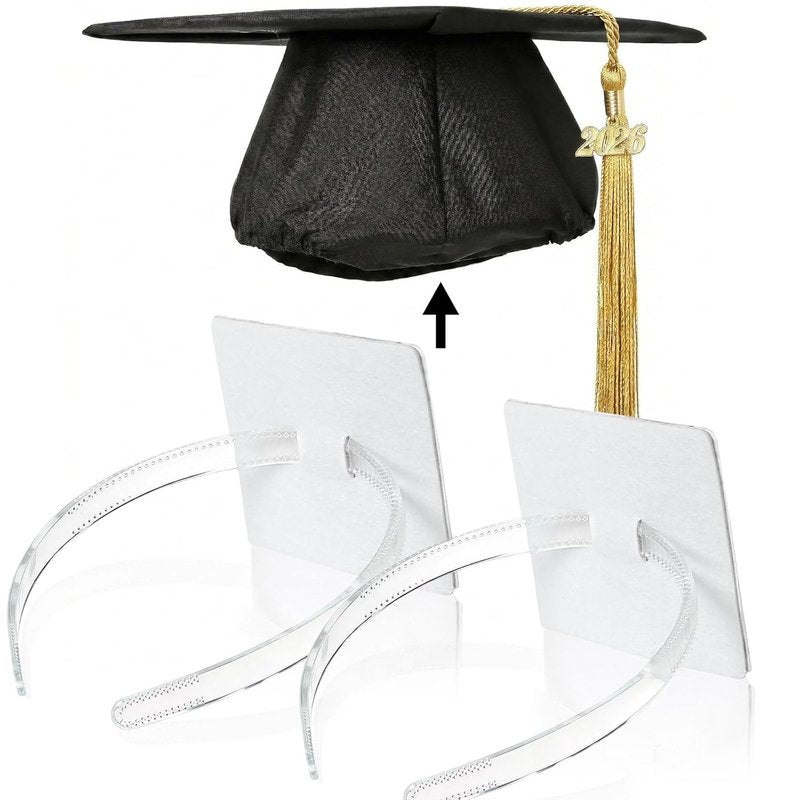 Skiennix Graduation Cap Headband - Firm Anti-Fall Hair Band for Graduates | Clear 2-Pack