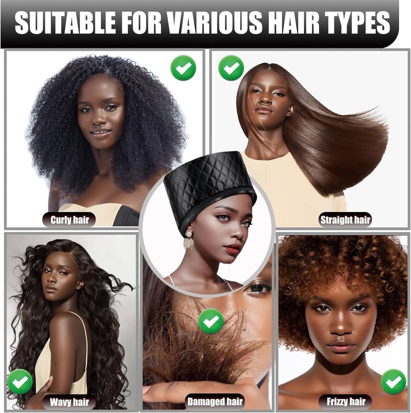 Skiennix Heat Cap - Deep Conditioning Thermal Steam Cap for Natural Hair | 10-Level Quick Heating