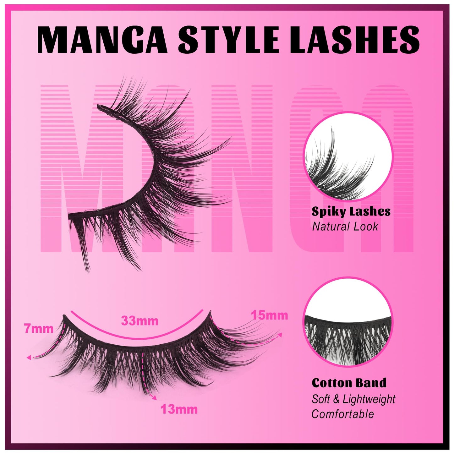 Veleasha Lashes Manga Eyelashes Cat Eye Lashes Spiky Eyelash C Curl Lash Wispy Natural Look False Eyelashes with Soft Cotton Band 7 Pairs Pack (Sunny)