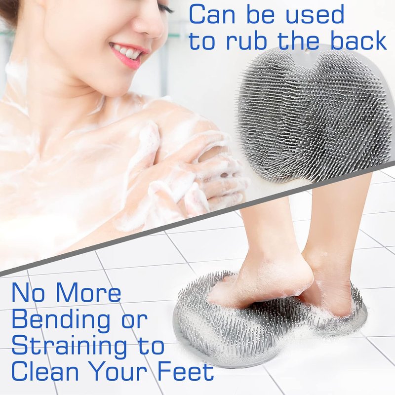 Shower Foot Scrubber Mat - Exfoliating Bath Wash Pad with Suction Cups | Wall-Mounted Design for Men & Women
