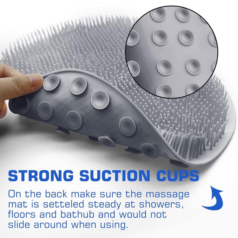 Shower Foot Scrubber Mat - Exfoliating Bath Wash Pad with Suction Cups | Wall-Mounted Design for Men & Women