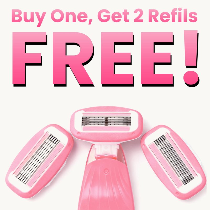 Keropy Women Razors moisturizing bar for Sensitive Skin, Travel Razors Shaving Kit Essential - 5-Blade for Sensitive Skin - Bikini, Legs, Underarms - 1 Handle & 3 Refill Cartridges - Pink