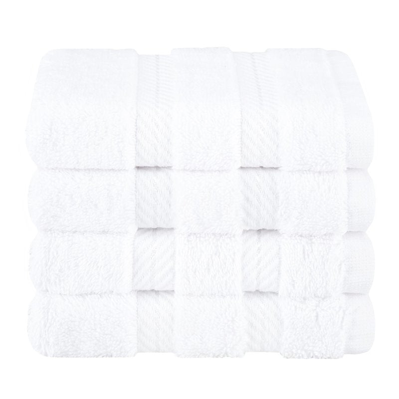 American Soft Linen Luxury Washcloths for Bathroom, 600 GSM 100% Cotton 4 Piece Turkish Wash Cloth Set, 13x13 in Soft Rags for Body and Face, White Washcloths