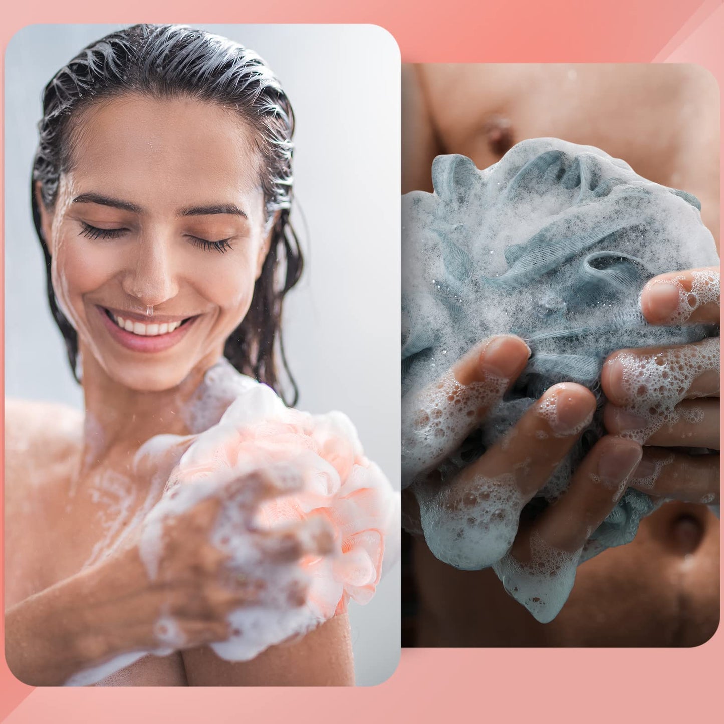 Sunnyray 24 Pack Shower Loofah Bath Sponge Bulk Soft Loofah Exfoliating Body Scrubber Mesh Shower Puff Pouf Ball for Women and Men Bathroom