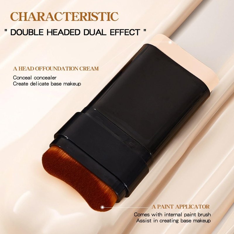 Skiennix Dual Ended Foundation Stick - 2 in 1 Concealer & Contour Makeup, Hydrating Formula, Lightweight & Waterproof (Natural)