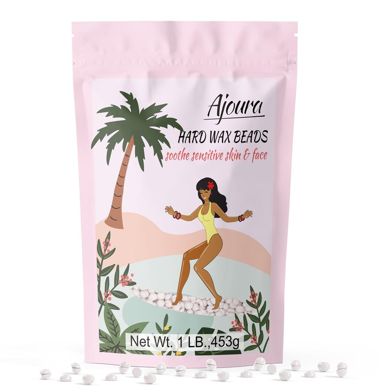 Ajoura 1lb Unscented Hard Wax Beads for Hair Removal, Brazilian Bikini Wax Refill for Full Body Women Men, Ideal for Legs, Face, Brazilian, Bikini, and Underarms, at Home Waxing for Sensitive Skin