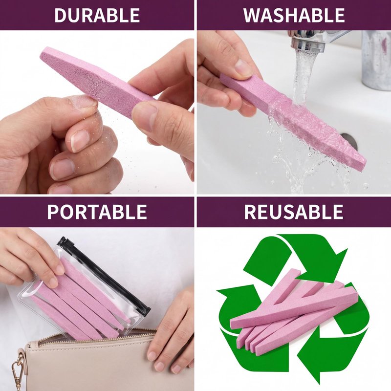 Mudder 20 Pcs Stone Nail File Pumice Stick for Fingernails Pumice Rock Nail Cuticle Pusher Rock File for Home Salon Toenail Buffing Tool (Pink)