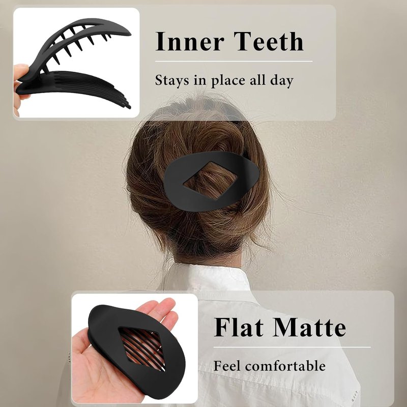 Flat Hair Clips for Women - 8 Pcs Matte No-Slip Claw Clips | Strong Hold Barrettes for Thick & Curly Hair