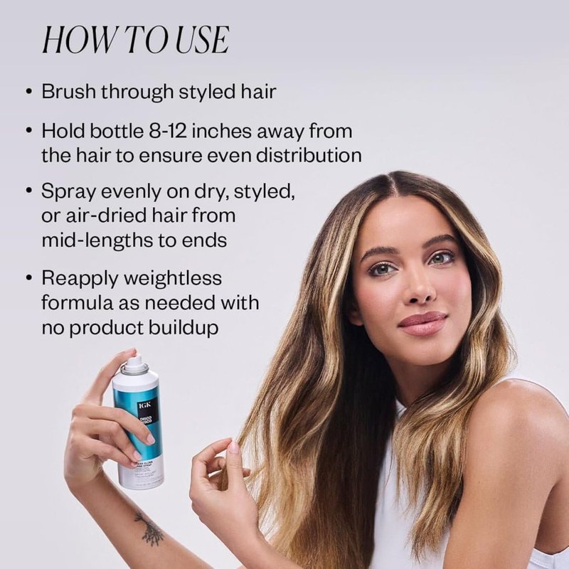 IGK Disco Disco Clear Gloss Shine Spray - High-Shine Finishing Spray with UV Protection | Vegan & Cruelty-Free