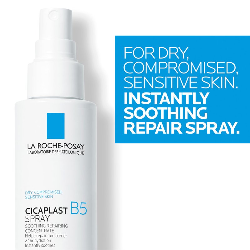 La Roche-Posay Cicaplast B5 Spray With Vitamin B5 Panthenol & Madecassoside, Hydrating Face Mist For Skin Barrier Repair, Soothing Touch-Free Face & Body Spray, Sensitive Skin & Dermatologist Tested