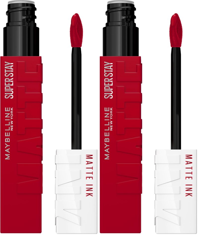 MAYBELLINE Super Stay Matte Ink Liquid Lipstick Makeup, Long Lasting High Impact Color, Up to 16H Wear, Pioneer, Blue Red, 1 Count, Packaging May Vary (Pack of 2)