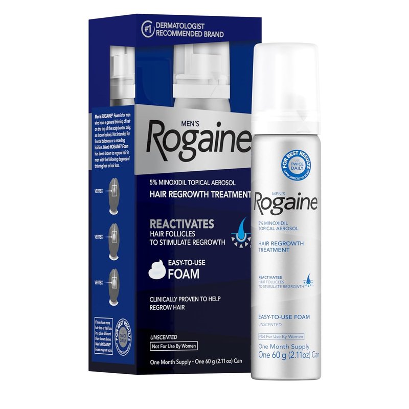Rogaine Men’s 5% Minoxidil Topical Foam - One Month Supply for Hair Regrowth