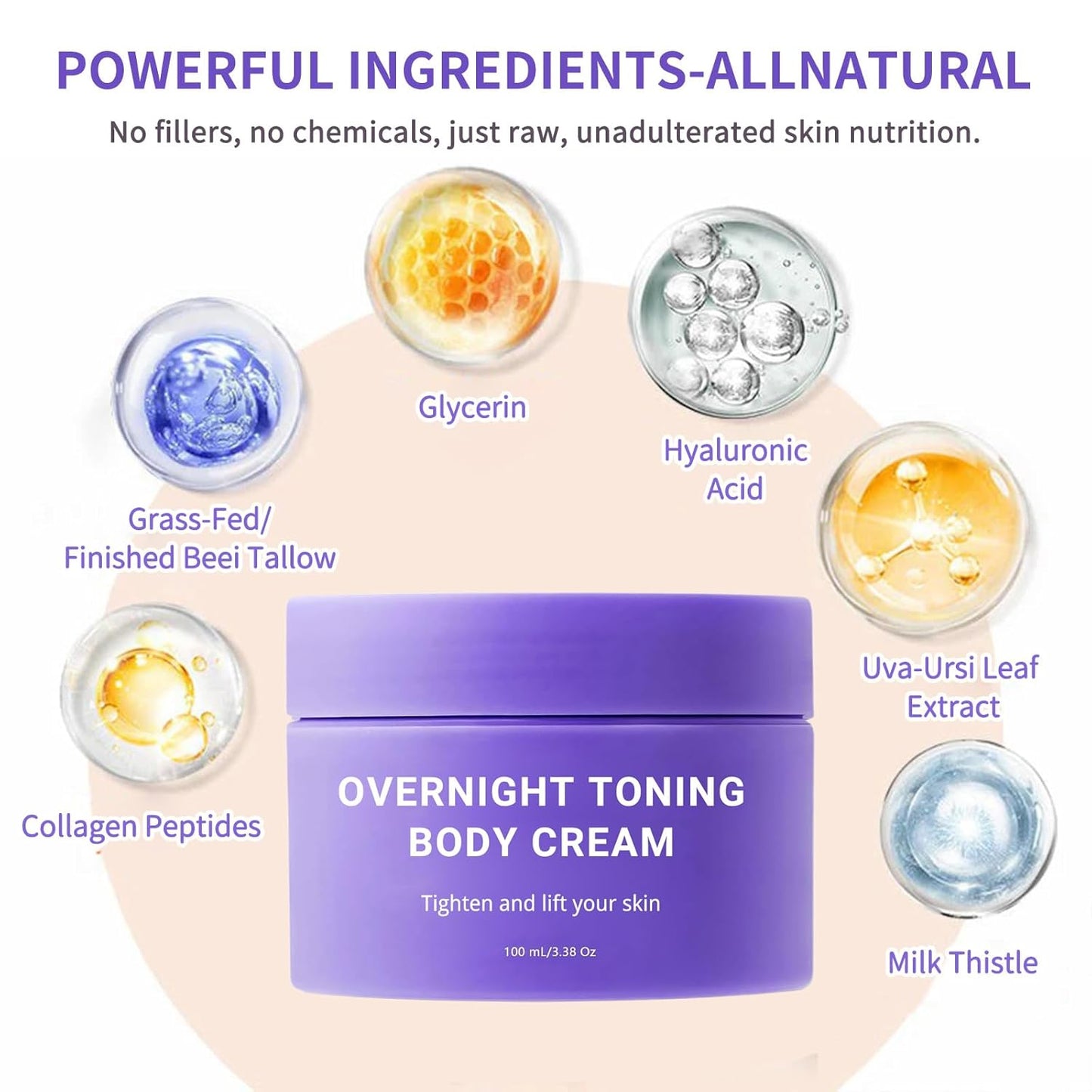 Skiennix Overnight Toning Whip - Instant Skin Tightening Cream for Body | Firming & Natural (3PC)