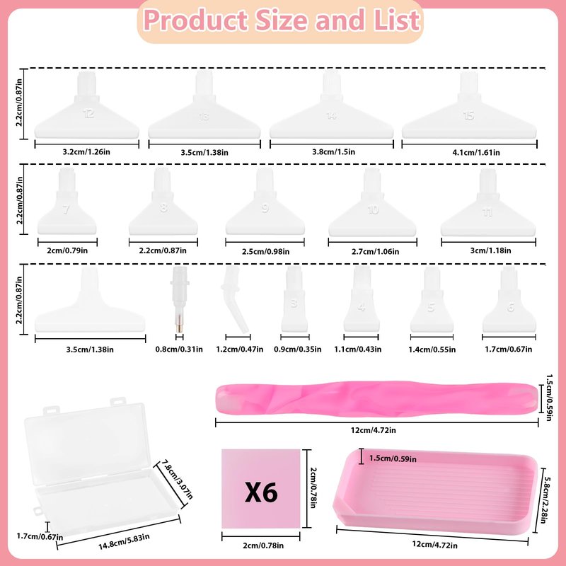 Phinus Diamond Art Pens 24P, Acrylic Diamond Painting Pen with Various Tips and Dotting Clay, Ergonomic Diamond Art Tools Set for 5D Gem Paintings (Pink)