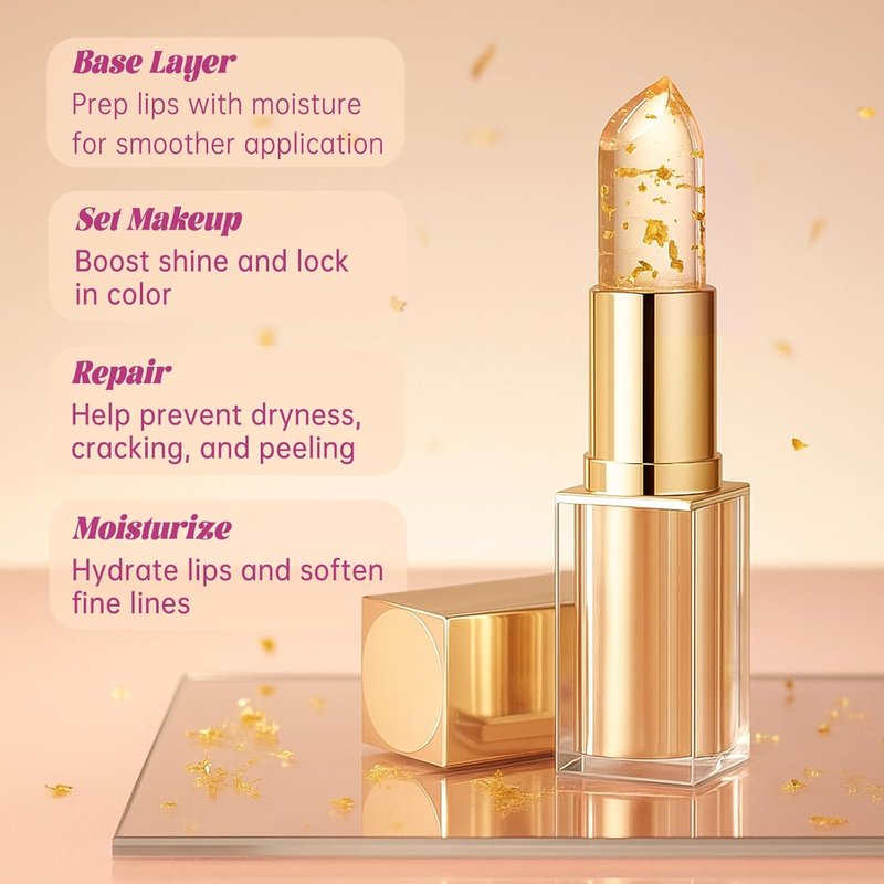 Color Changing Lipstick - 2PCS PH Lip Balm with Gold Foil | Long-Lasting, Hydrating & Transfer Proof, Perfect Gift for Women