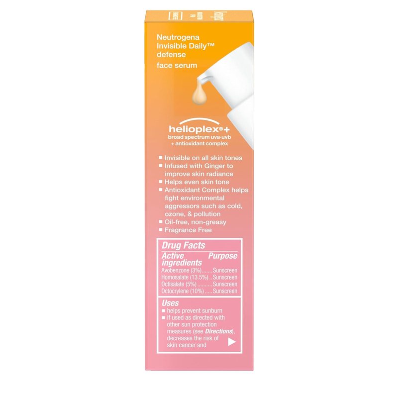 Neutrogena Invisible Daily Defense SPF 60 - Hydrating Face Sunscreen Serum, Oil-Free, 1.7 Fl Oz