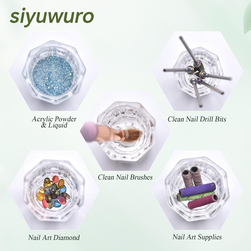 siyuwuro 2Pcs Nail Art Dappen Dish Cups for Acrylic Liquid and Powder Clear Glass Nail Bowl Acrylic Powder Holder Nail Liquid Cup Acrylic Glass Jar Crystal Bowl for Nails