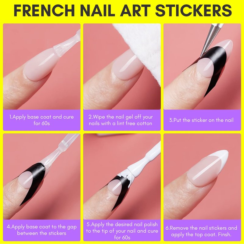 Makartt 12 PCS French Nail Art Stamper Kit,2 PCS Jelly Nail Stamper 4 PCS Silicone Replaceable Stamper Head and 6 Sheets French Manicure Edge Auxiliary Nail Guide Stickers For Gel Polish Design