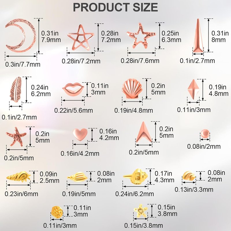 Pndeyo 3D Ocean Nail Art Charms - Beach Starfish & Seashell Decals | Gold & Rose Gold