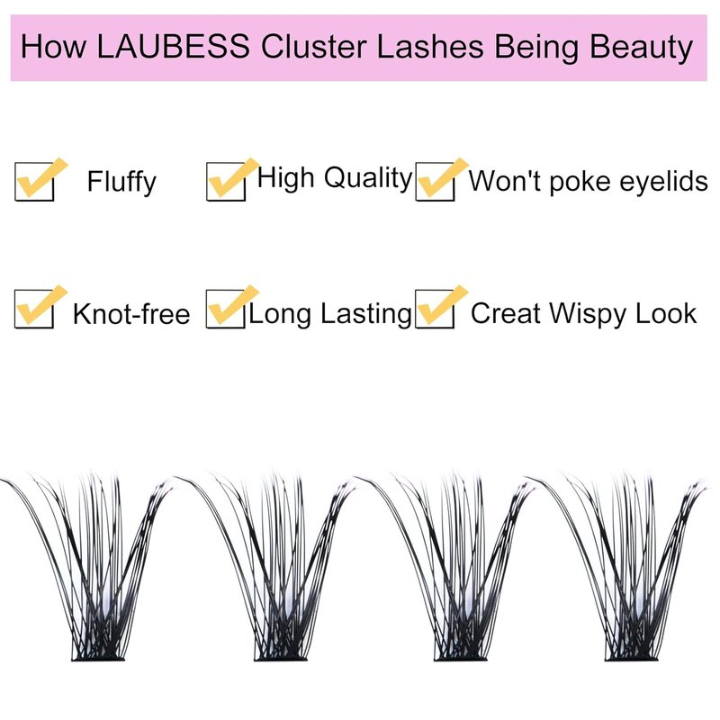 Skiennix Cluster Lashes - 40D Wispy Eyelash Extensions Mixed Tray | DIY Individual Lashes (9-16mm)