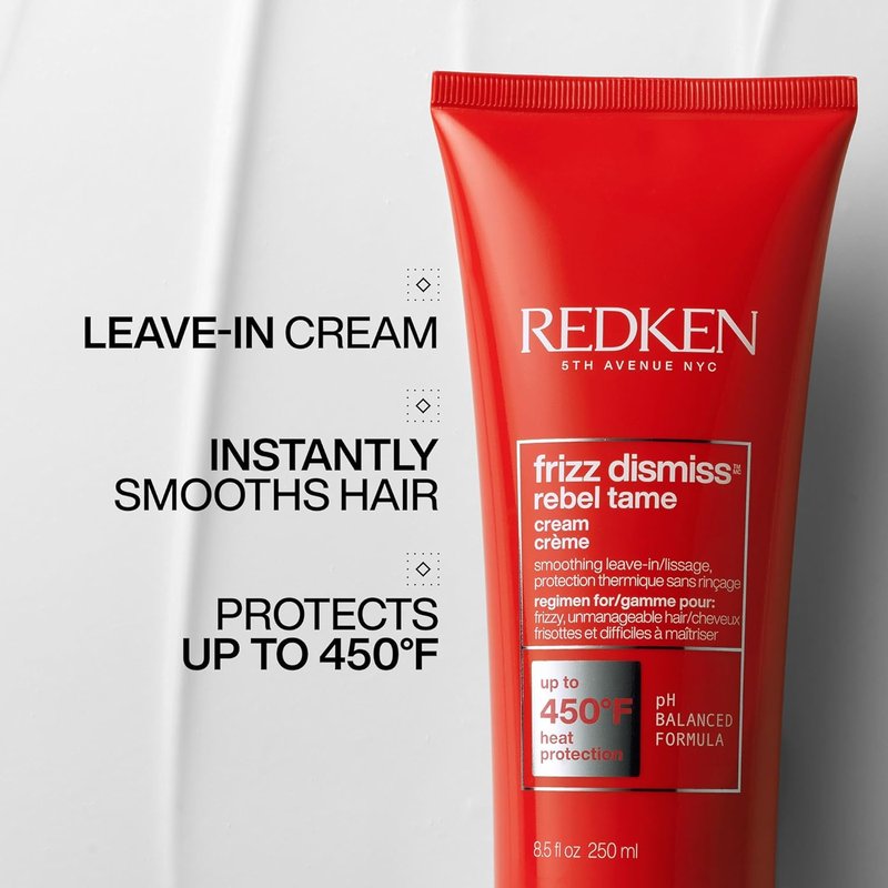 Redken Frizz Dismiss Rebel Tame Leave-In Cream - Heat Protection for Frizzy Hair, 5.1 oz