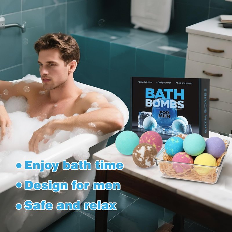 Bath Bombs for Men and Women, Gifts Set for Women & Men with Strong Scented Handmade Organic Bath Bombs Set, Natural Essential Oils, 8 Pack Relaxing Gifts, Mother's Day Birthday Gifts