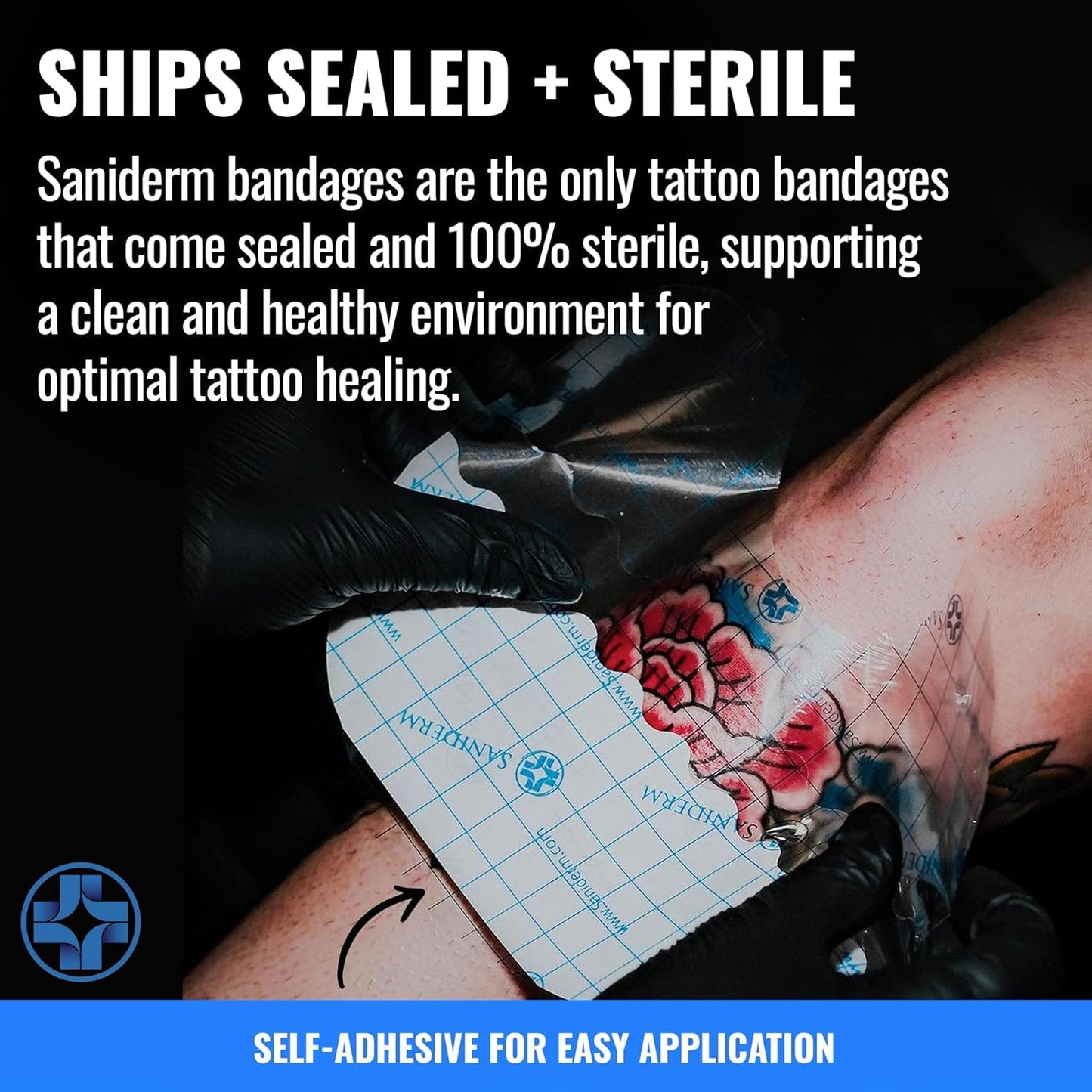Saniderm Tattoo Aftercare Bandage 3 Sheets (Medium Pack, 6 in x 8 in) – Convenient, Faster Tattoo Healing and Protection – Sterile, Waterproof, and Latex-Free