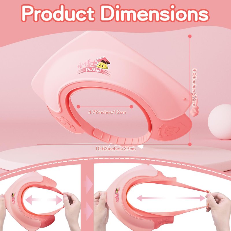 Lonlown Baby Shower Cap Shield for Kids Soft Silicone Adjustable1-8 Years Old Hair Washing Hat for Kids Toddler Shower Cap Shield Makes the baby Bath More Fun