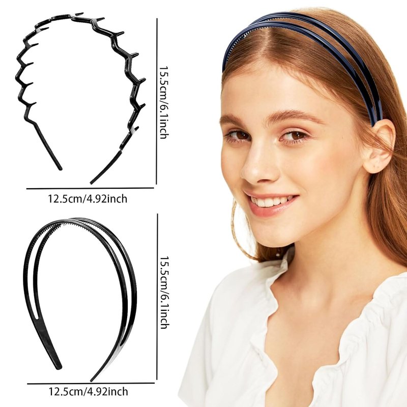 REDANHA Hairband Set - 4-Piece Zigzag Headbands with Non-Slip Shark Tooth Design for Women & Girls