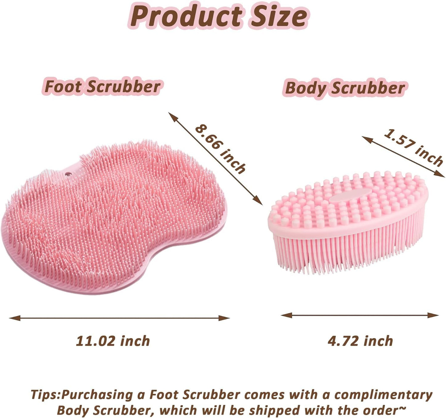 ZSKXYRUS Shower Foot Scrubber Mat, Silicone Foot & Back Scrubber for Shower with Non-Slip Suction Cups and Storage Hooks,Foot Massager Cleaner for Men and Women Use (Blue) (Pink)